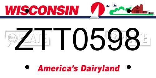ZTT0598 Wisconsin License Plate