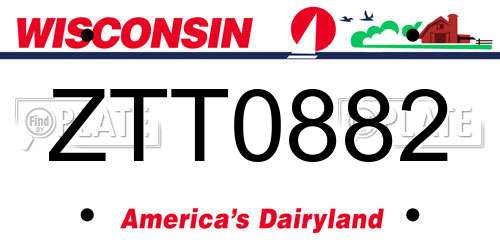 ZTT0882 Wisconsin License Plate