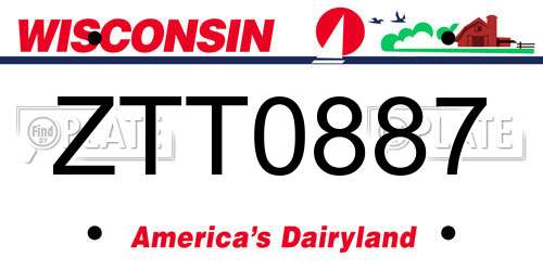 ZTT0887 Wisconsin License Plate