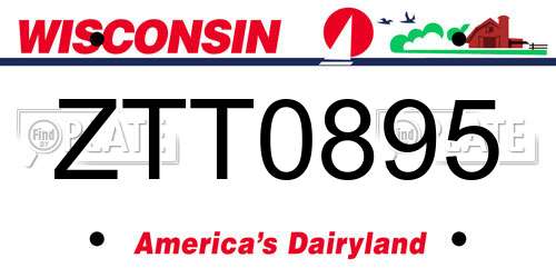 ZTT0895 Wisconsin License Plate
