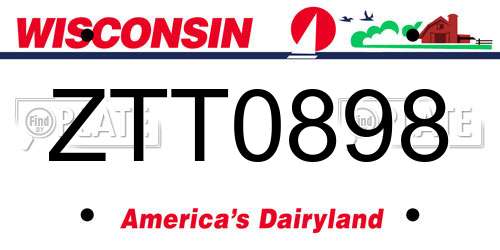 ZTT0898 Wisconsin License Plate