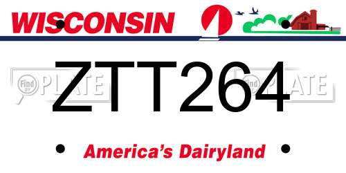 ZTT264 Wisconsin License Plate