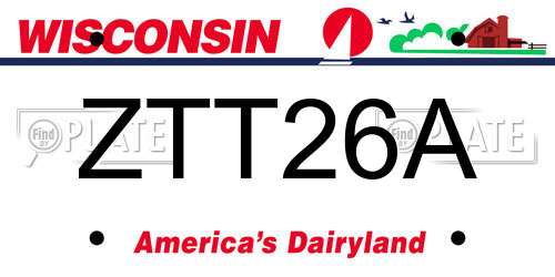 ZTT26A Wisconsin License Plate