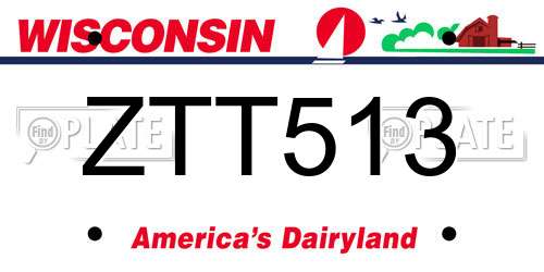 ZTT513 Wisconsin License Plate