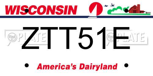 ZTT51E Wisconsin License Plate