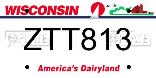 ZTT813 Wisconsin License Plate