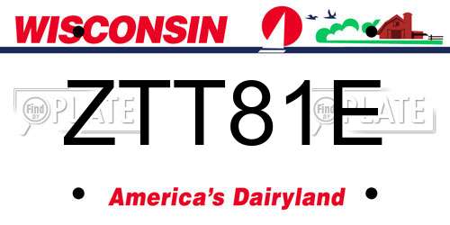 ZTT81E Wisconsin License Plate