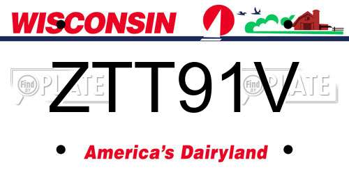 ZTT91V Wisconsin License Plate