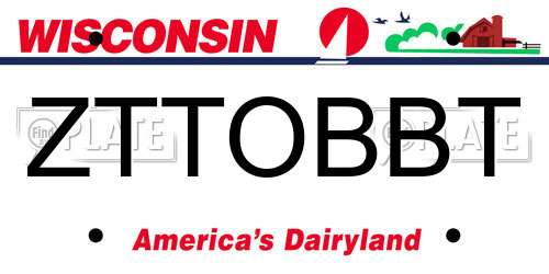 ZTTOBBT Wisconsin License Plate