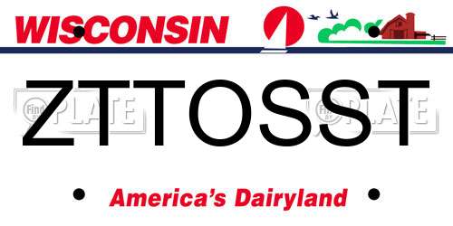 ZTTOSST Wisconsin License Plate
