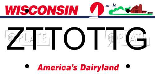ZTTOTTG Wisconsin License Plate