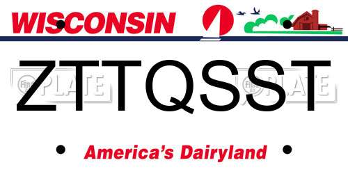 ZTTQSST Wisconsin License Plate