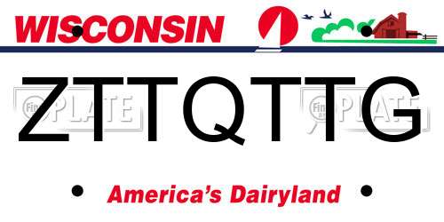 ZTTQTTG Wisconsin License Plate