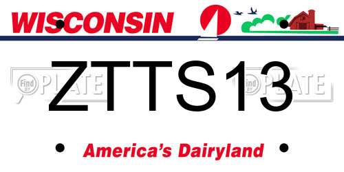 ZTTS13 Wisconsin License Plate
