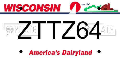 ZTTZ64 Wisconsin License Plate