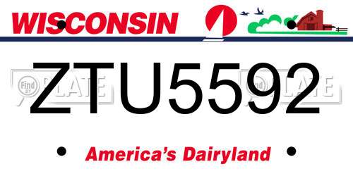 ZTU5592 Wisconsin License Plate