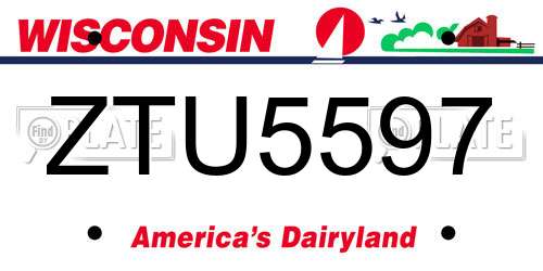 ZTU5597 Wisconsin License Plate