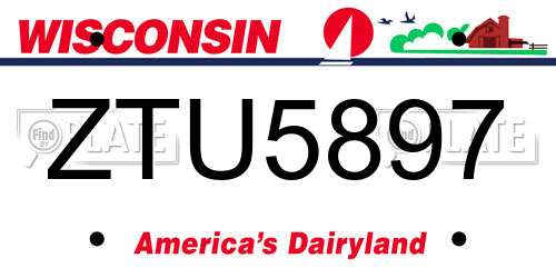 ZTU5897 Wisconsin License Plate