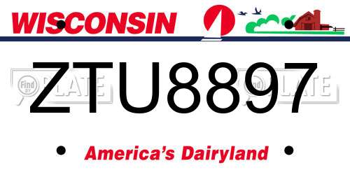 ZTU8897 Wisconsin License Plate