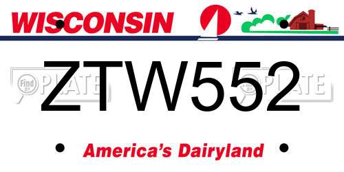 ZTW552 Wisconsin License Plate