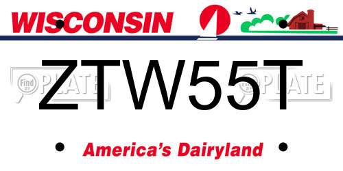 ZTW55T Wisconsin License Plate