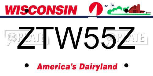 ZTW55Z Wisconsin License Plate