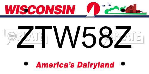 ZTW58Z Wisconsin License Plate