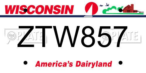 ZTW857 Wisconsin License Plate