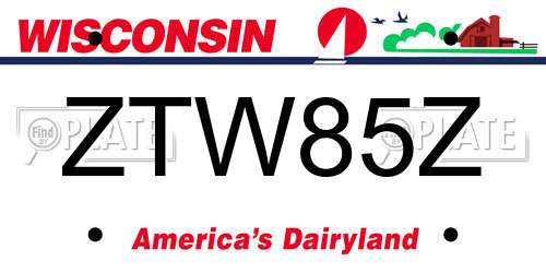 ZTW85Z Wisconsin License Plate