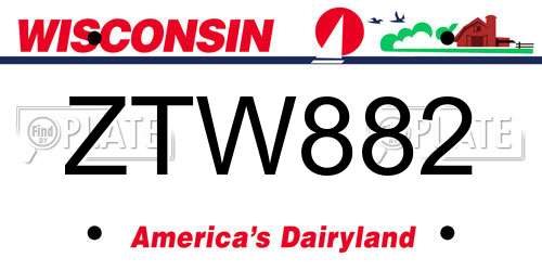 ZTW882 Wisconsin License Plate