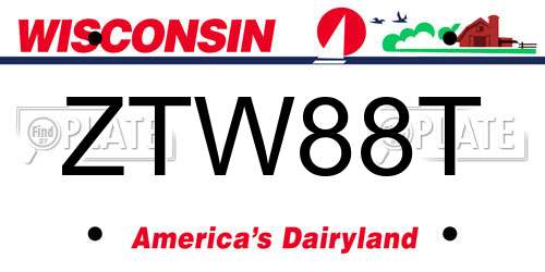 ZTW88T Wisconsin License Plate