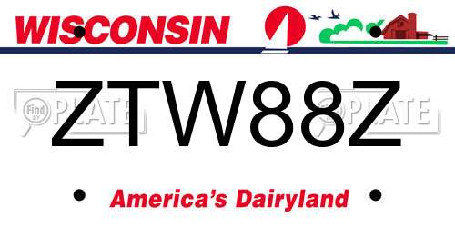 ZTW88Z Wisconsin License Plate