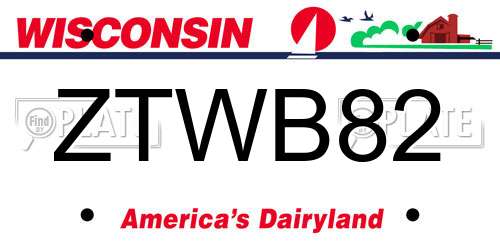 ZTWB82 Wisconsin License Plate