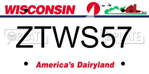 ZTWS57 Wisconsin License Plate