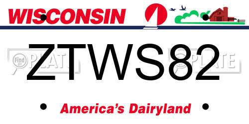 ZTWS82 Wisconsin License Plate
