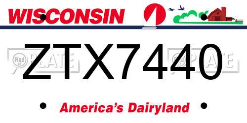 ZTX7440 Wisconsin License Plate