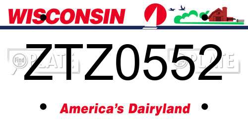 ZTZ0552 Wisconsin License Plate