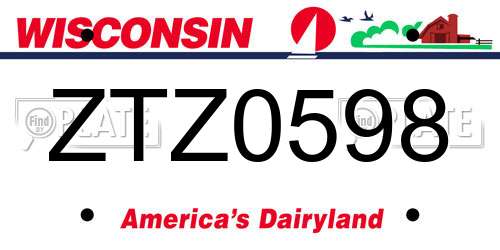 ZTZ0598 Wisconsin License Plate