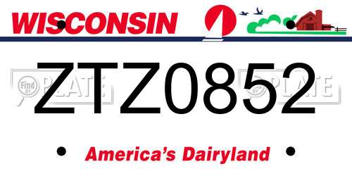 ZTZ0852 Wisconsin License Plate