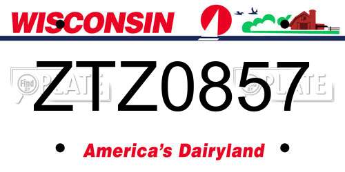ZTZ0857 Wisconsin License Plate