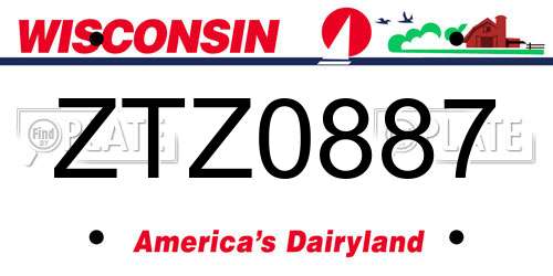 ZTZ0887 Wisconsin License Plate