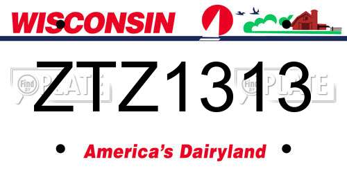 ZTZ1313 Wisconsin License Plate
