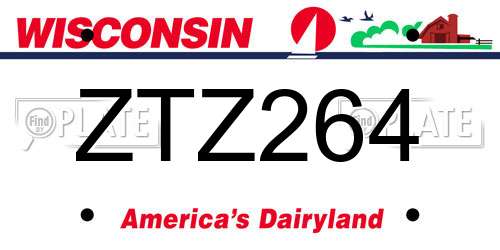 ZTZ264 Wisconsin License Plate