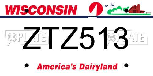 ZTZ513 Wisconsin License Plate