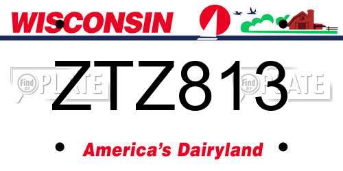 ZTZ813 Wisconsin License Plate