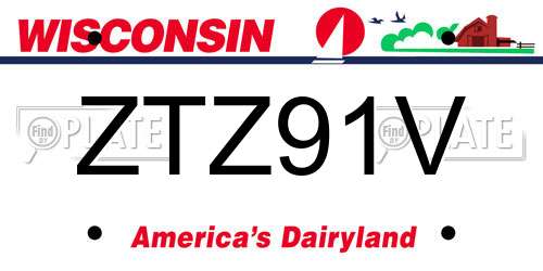 ZTZ91V Wisconsin License Plate