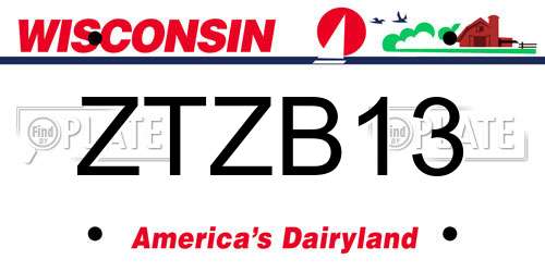 ZTZB13 Wisconsin License Plate