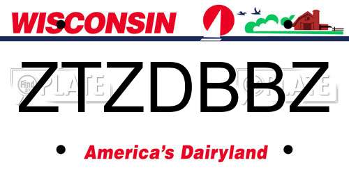 ZTZDBBZ Wisconsin License Plate