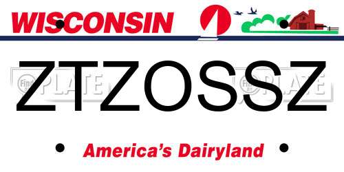 ZTZOSSZ Wisconsin License Plate