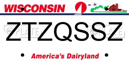 ZTZQSSZ Wisconsin License Plate